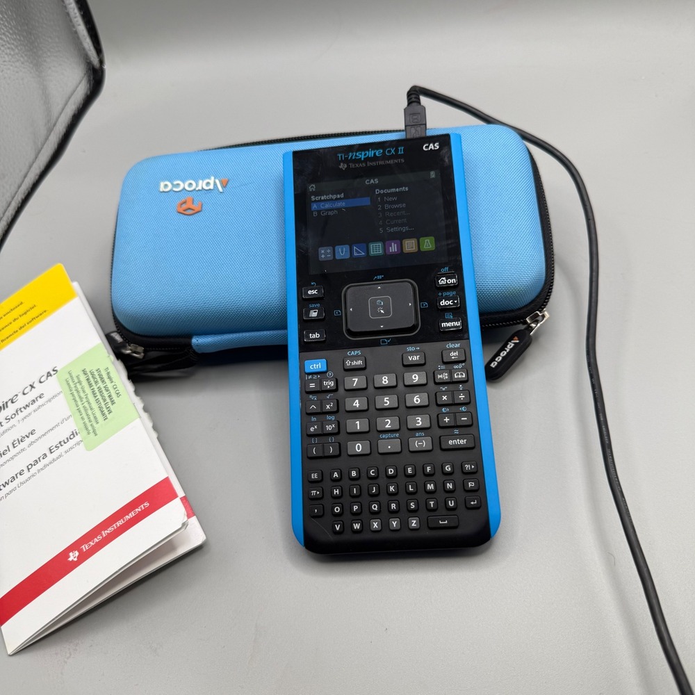 Texas Instruments TI-Nspire CX II CAS Graphing Calculator Blue with Case